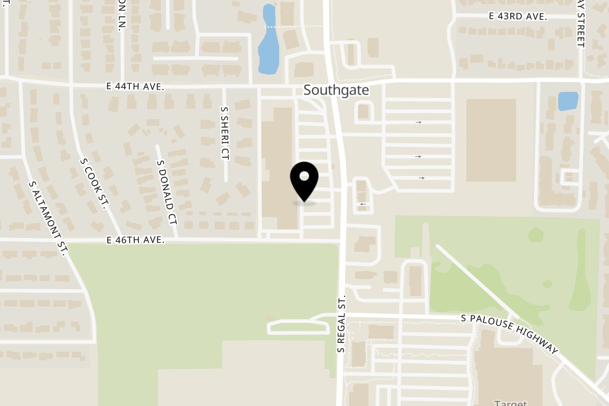 Map showing the location of Bruchi's CheeseSteaks & Subs Spokane - 4530 Regal St on 4530 S Regal St in Spokane